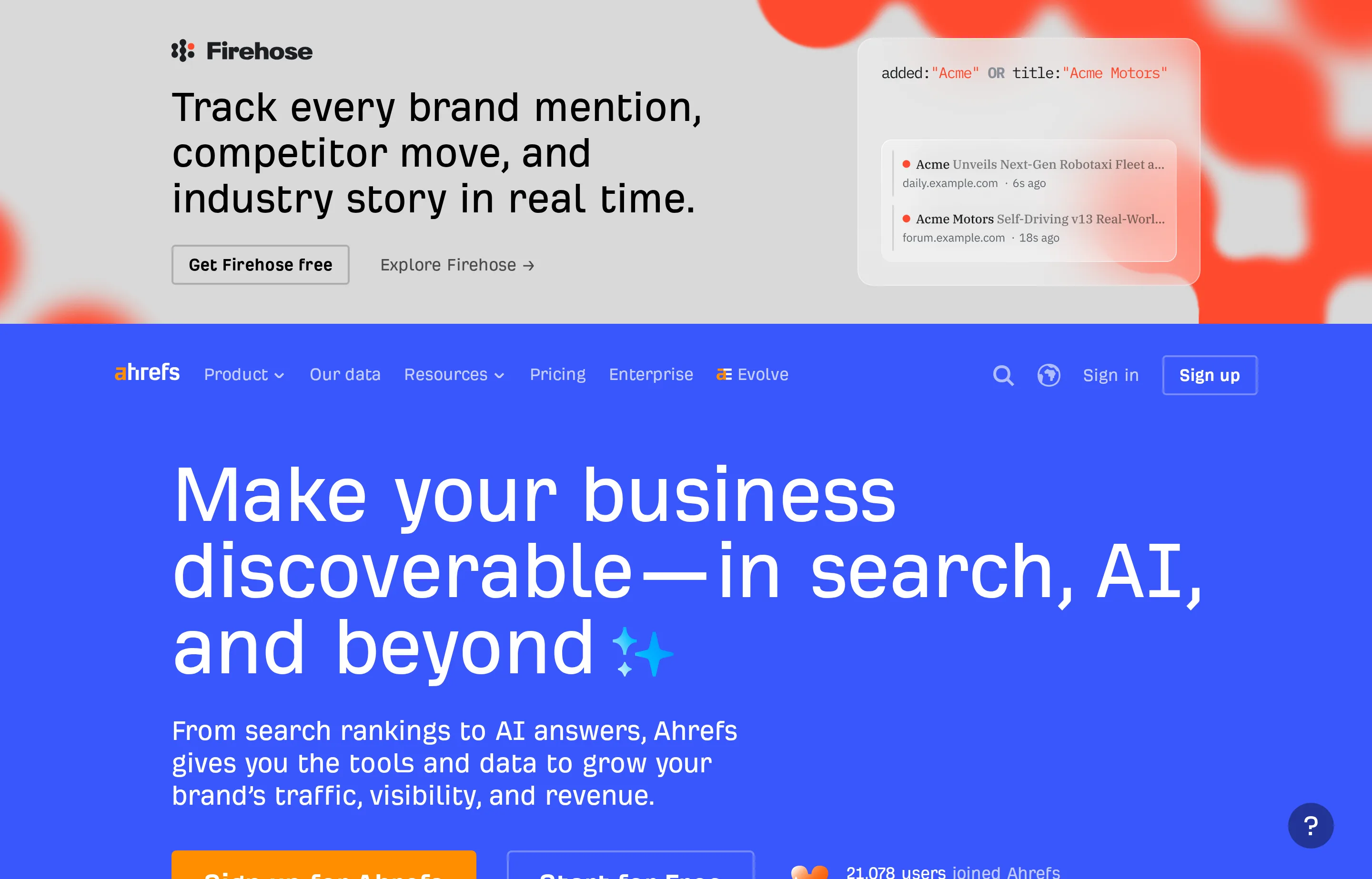 Ahrefs' SEO research and site-audit platform.