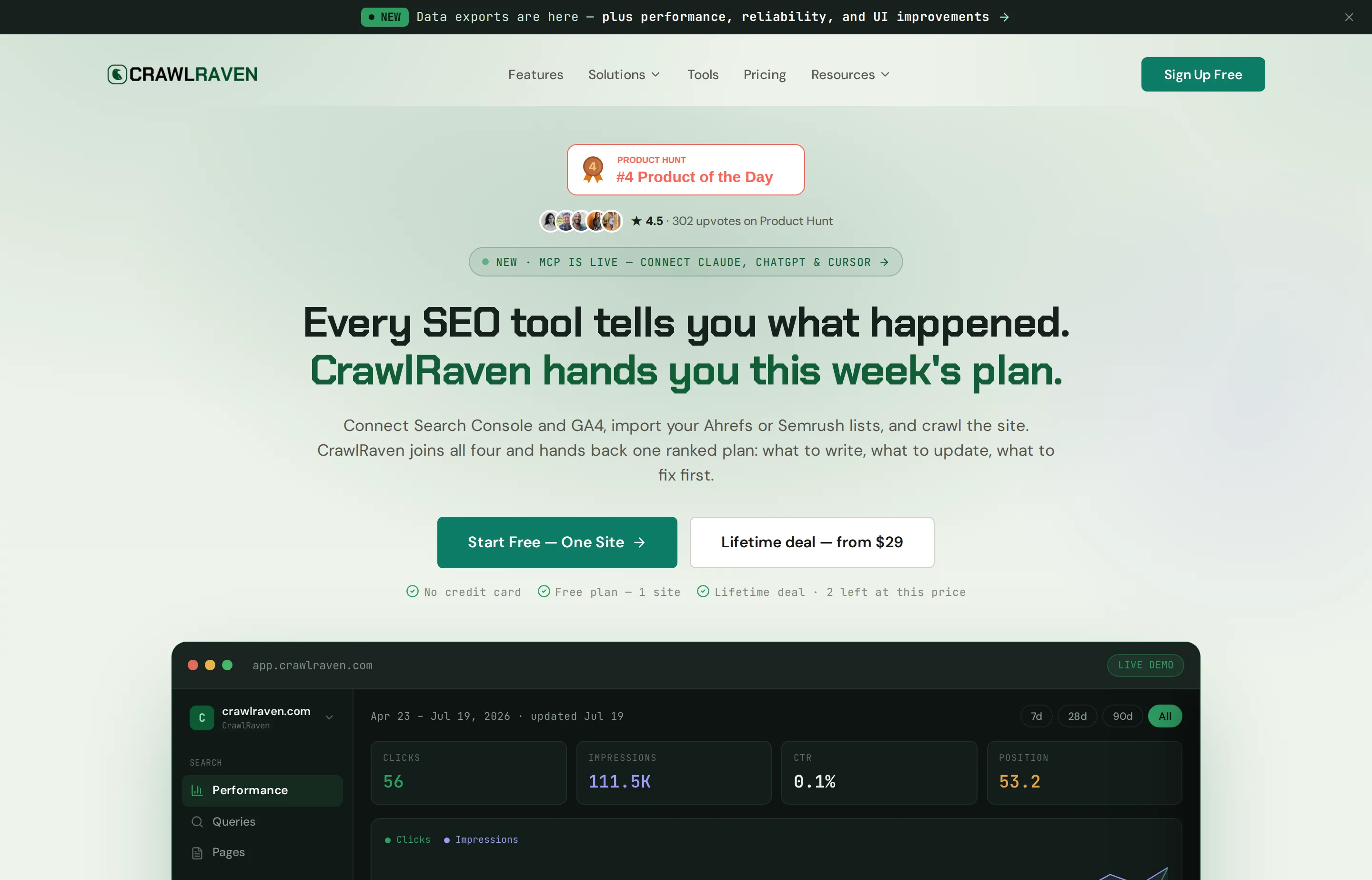 CrawlRaven's prioritized SEO opportunities and technical audit platform.