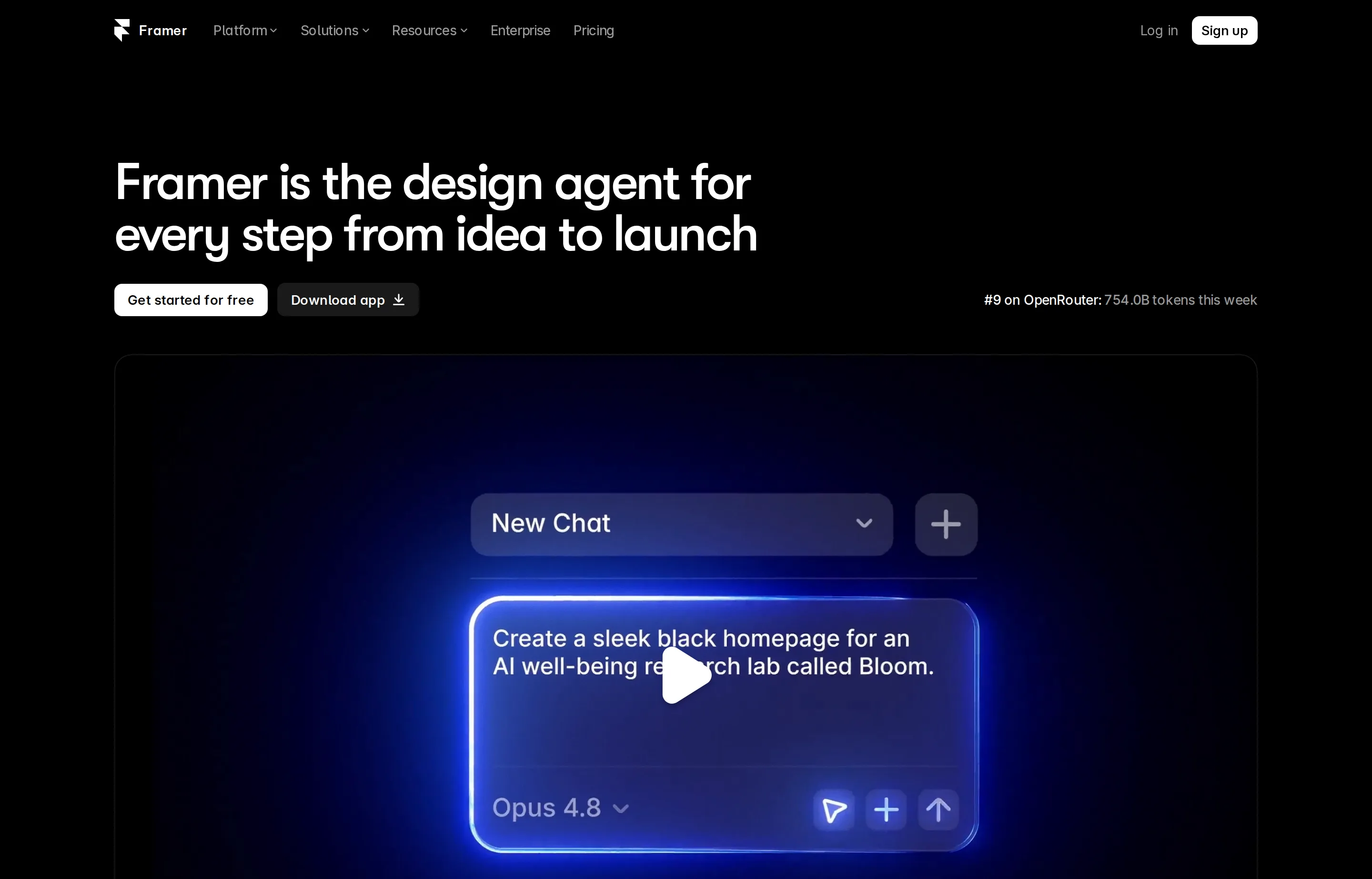 Framer's website builder and AI-assisted design workspace.