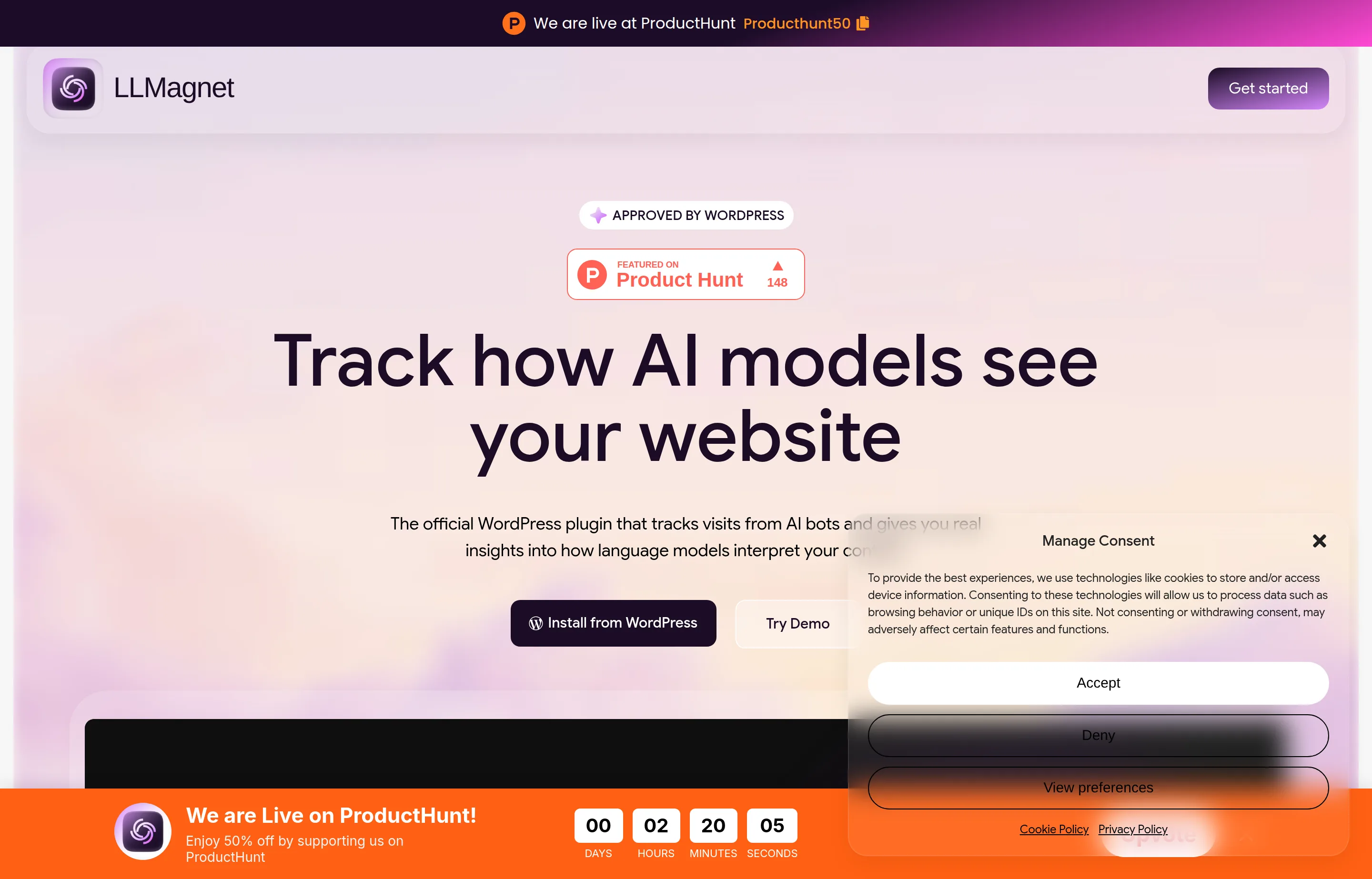 LLMagnet WordPress AI visibility dashboard