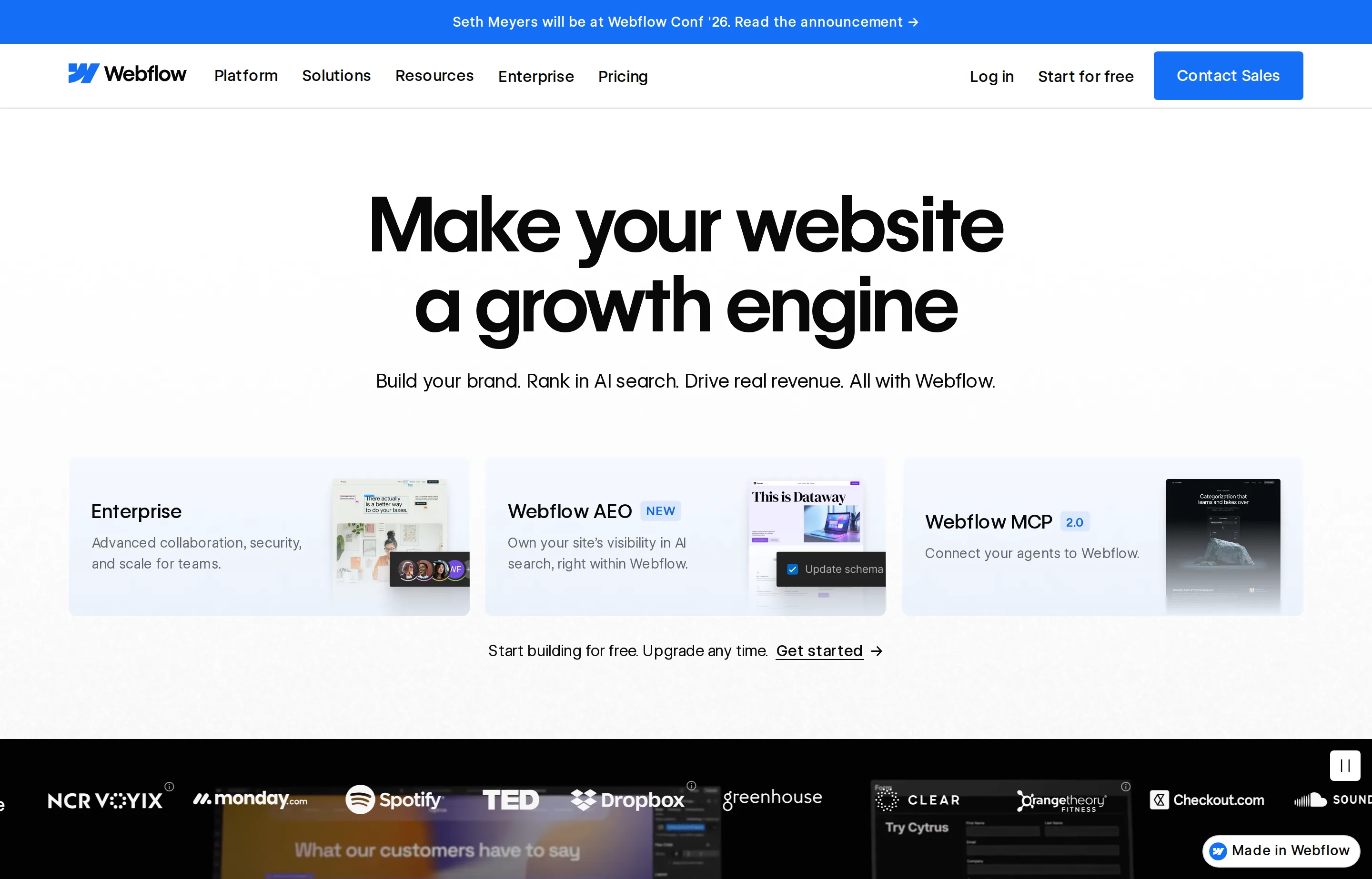 Webflow's visual website development and CMS platform.