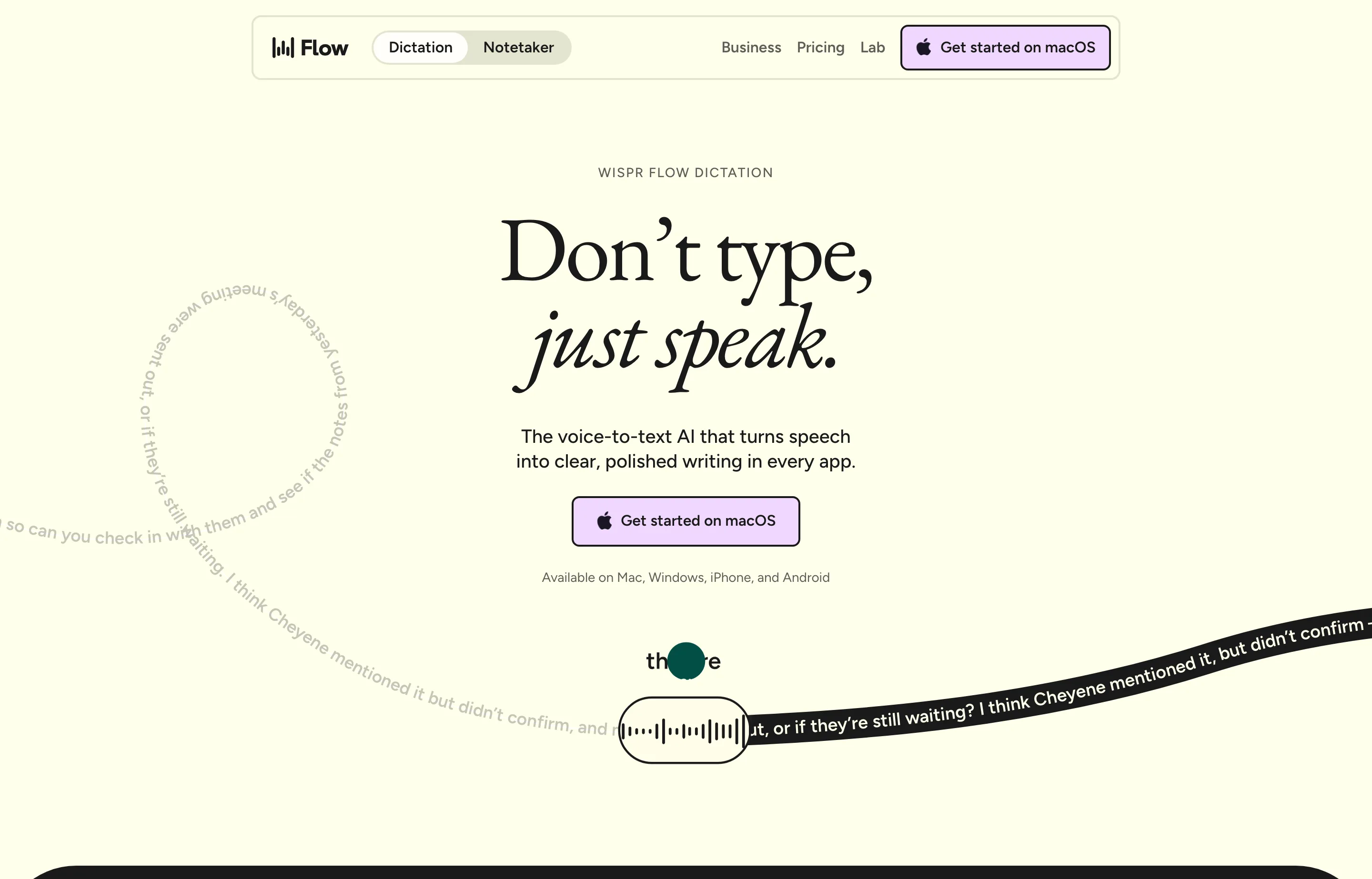 The Wispr Flow homepage showing AI dictation across desktop and mobile.