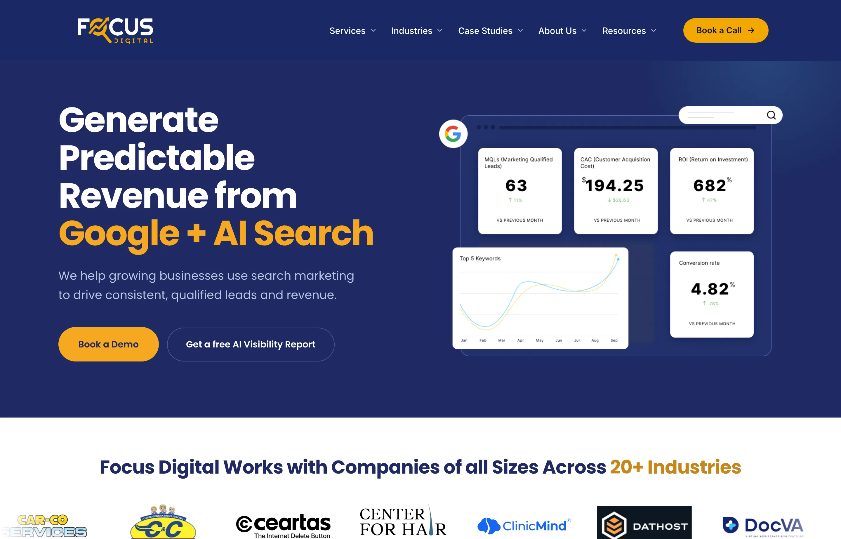 Focus Digital's agency website.