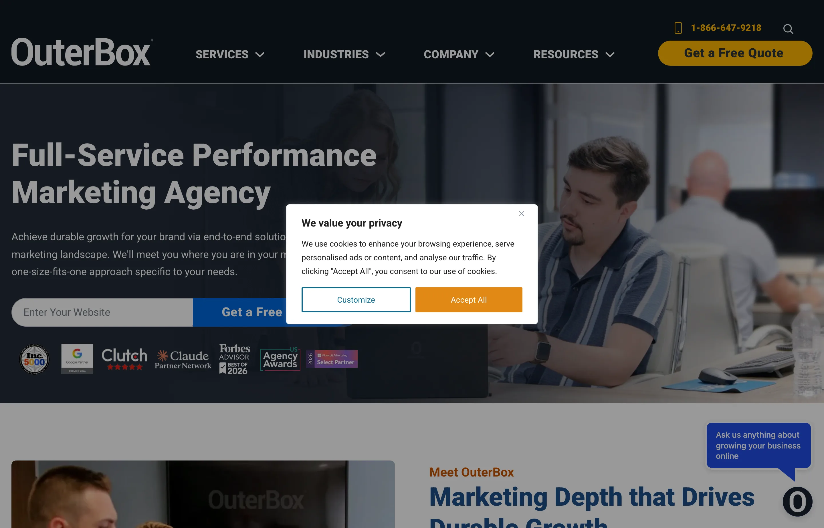 The OuterBox website, an ecommerce SEO and performance-marketing agency.