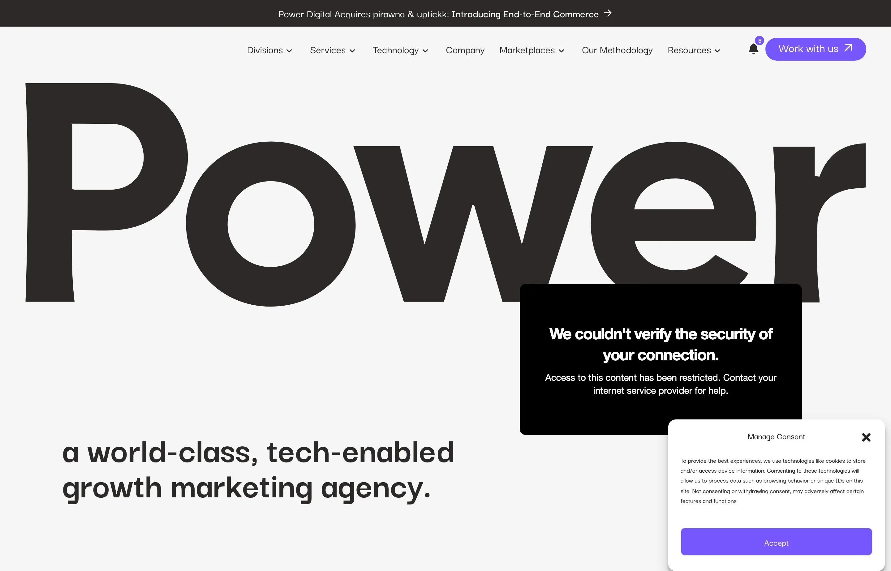 The Power Digital website, an AI-native growth-marketing agency.