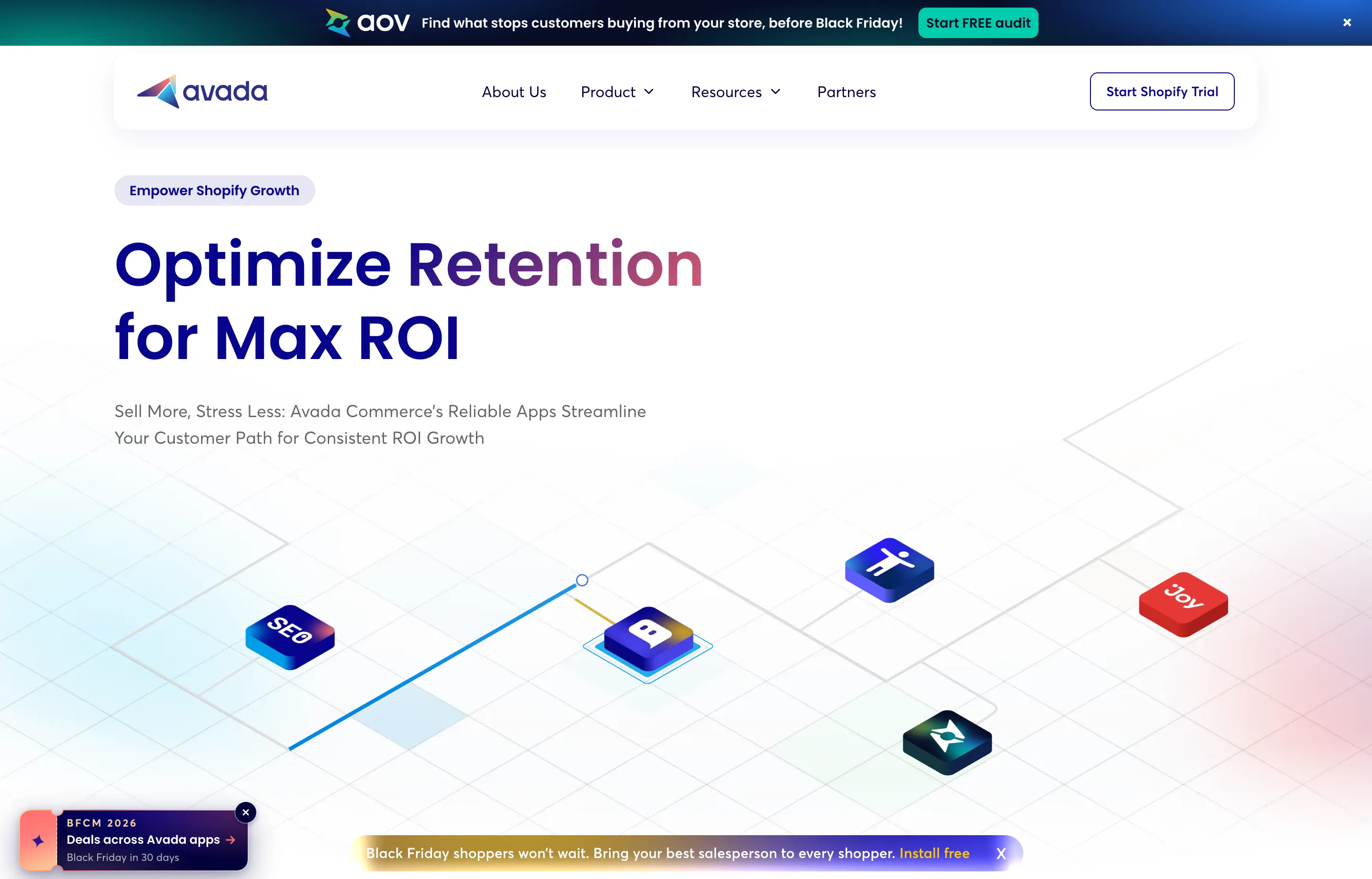 The Avada SEO Suite Shopify app listing.