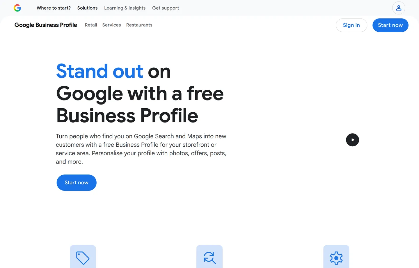 The Google Business Profile website.