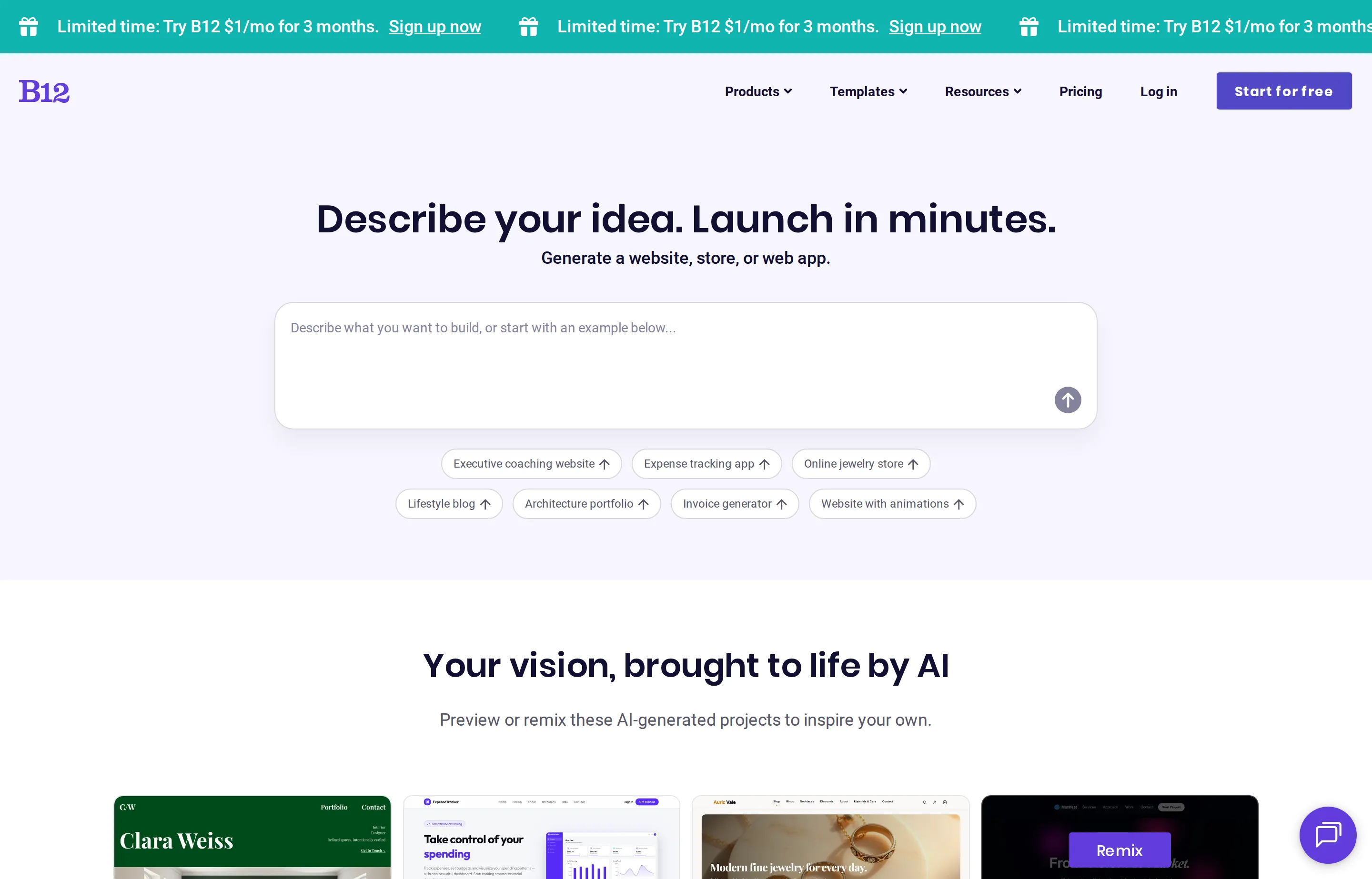 The B12 website homepage.