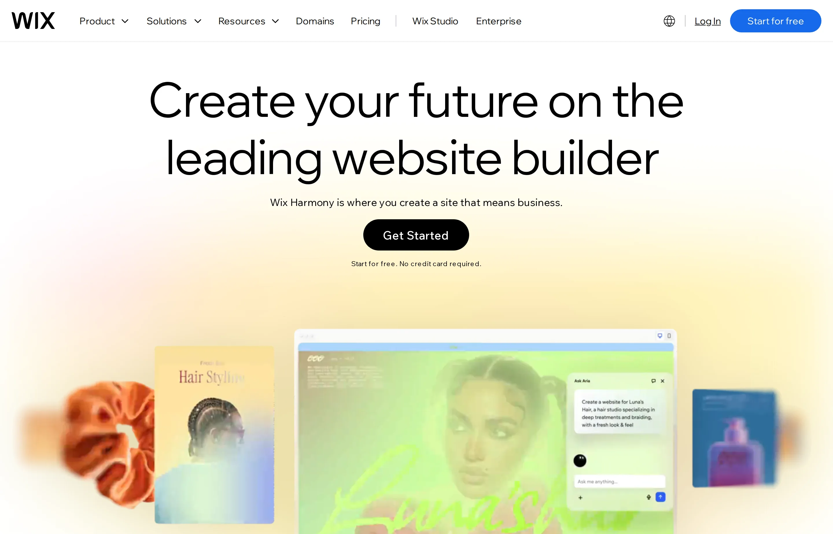 The Wix website homepage.