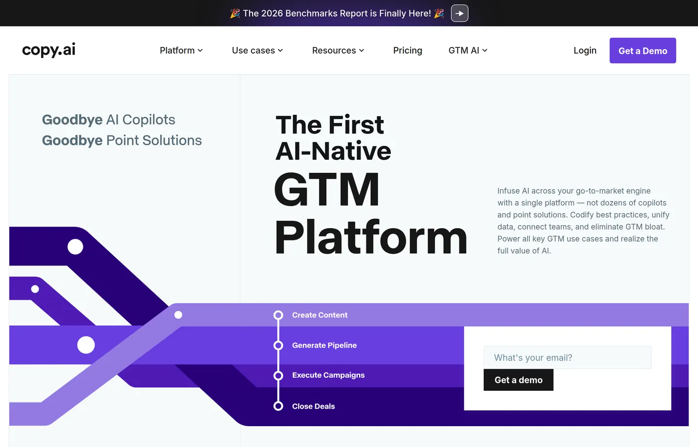 The Copy.ai website homepage.