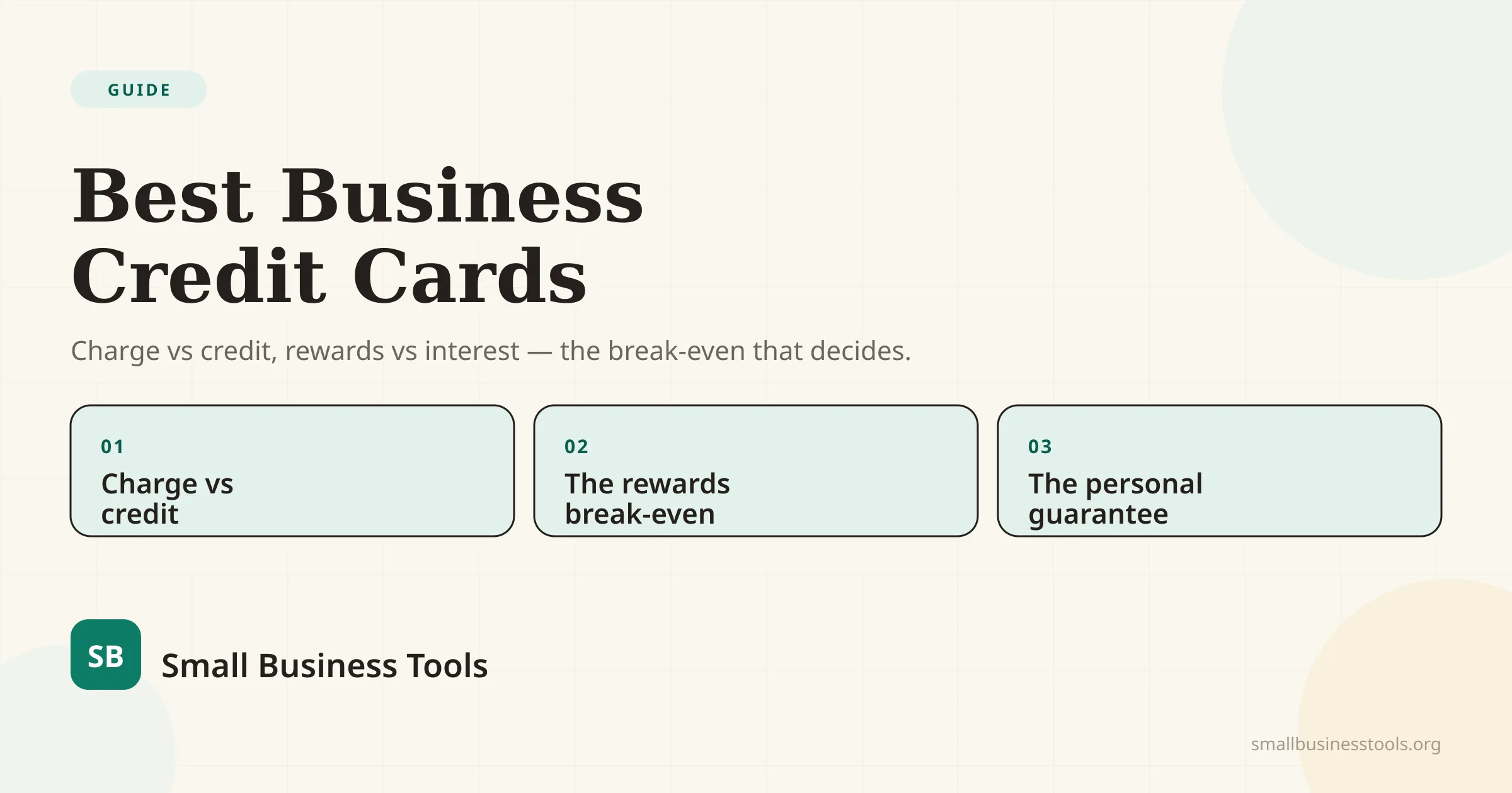 Best Business Credit Cards for Small Business in 2026 — comparing charge and credit cards, with the rewards-versus-interest break-even.