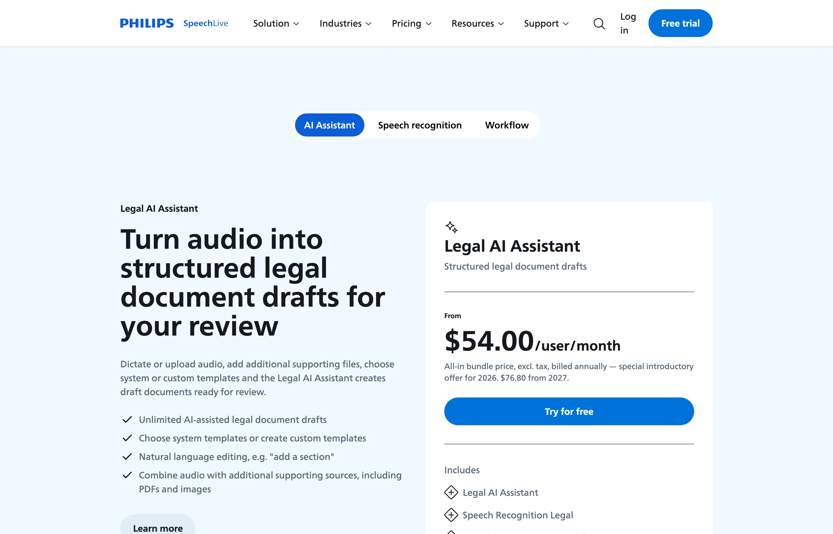 Philips SpeechLive's legal speech recognition and workflow plans.