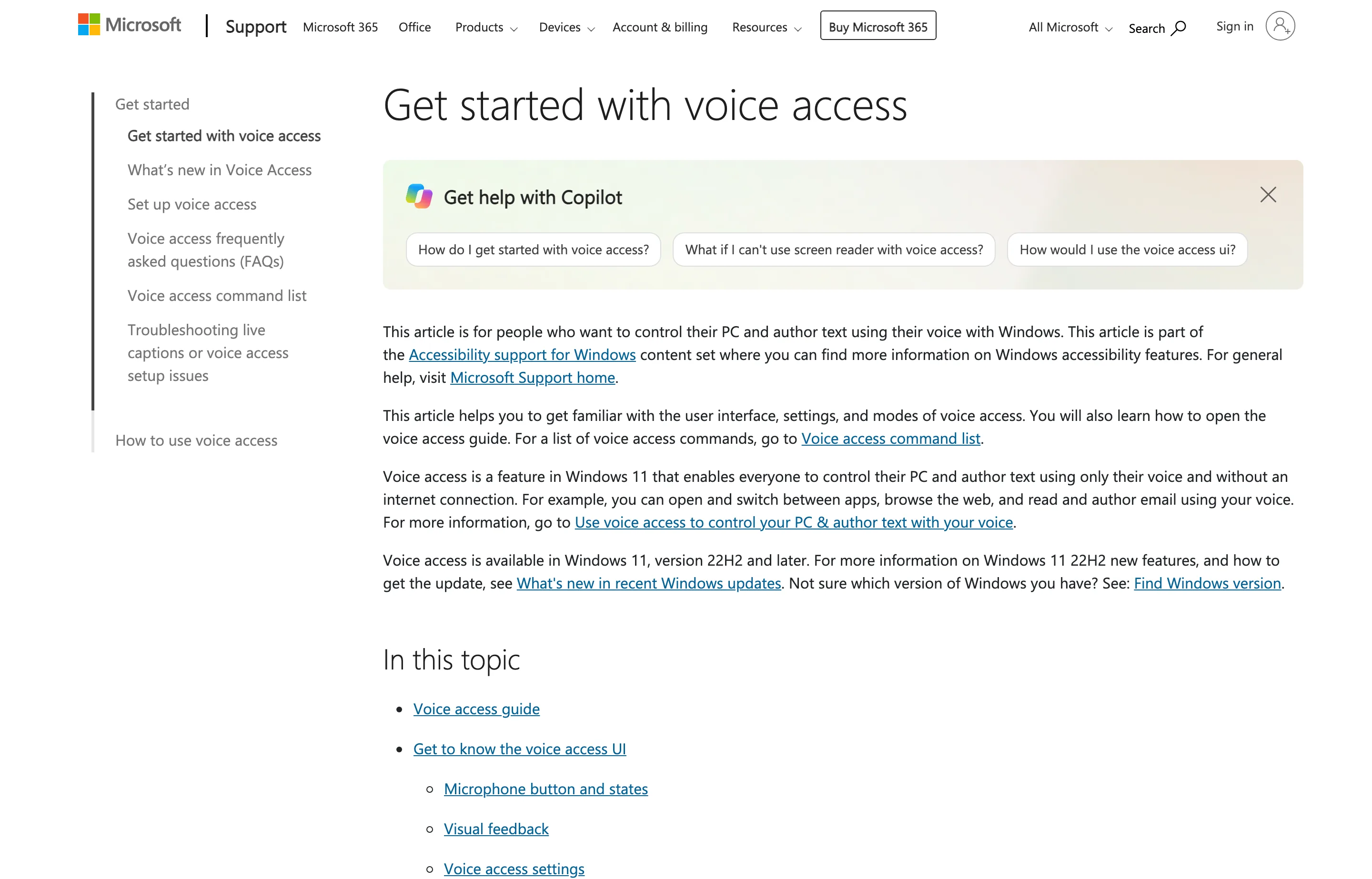 Microsoft's Windows Voice Access documentation.