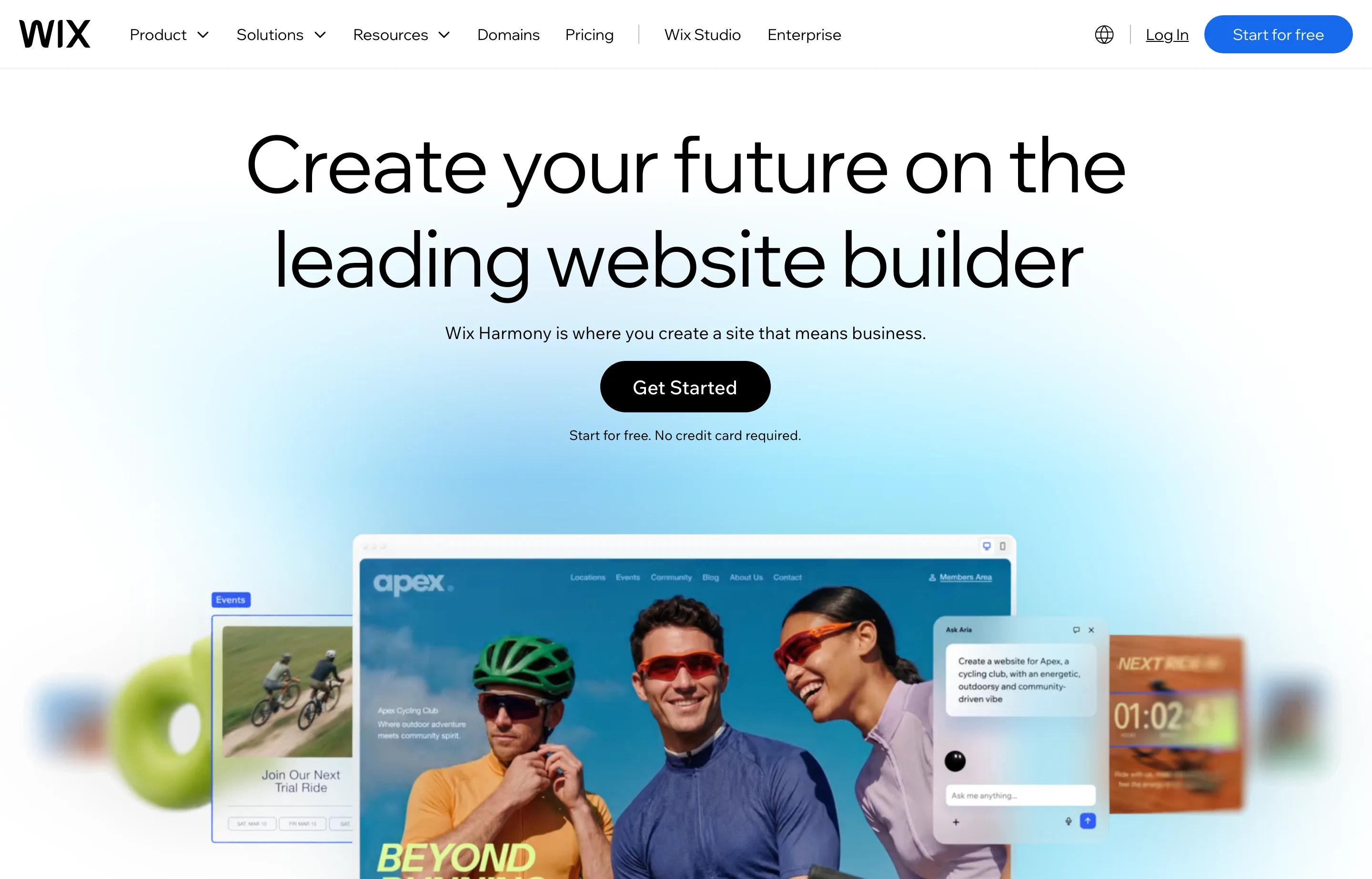 The Wix homepage.