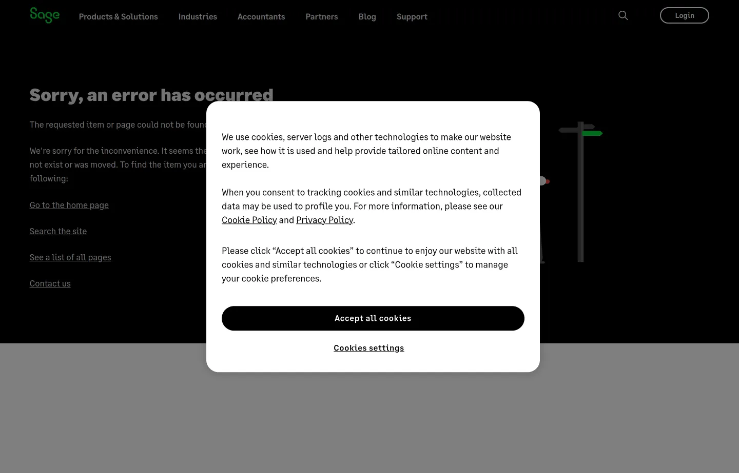 The Sage website, established cloud and desktop accounting software.