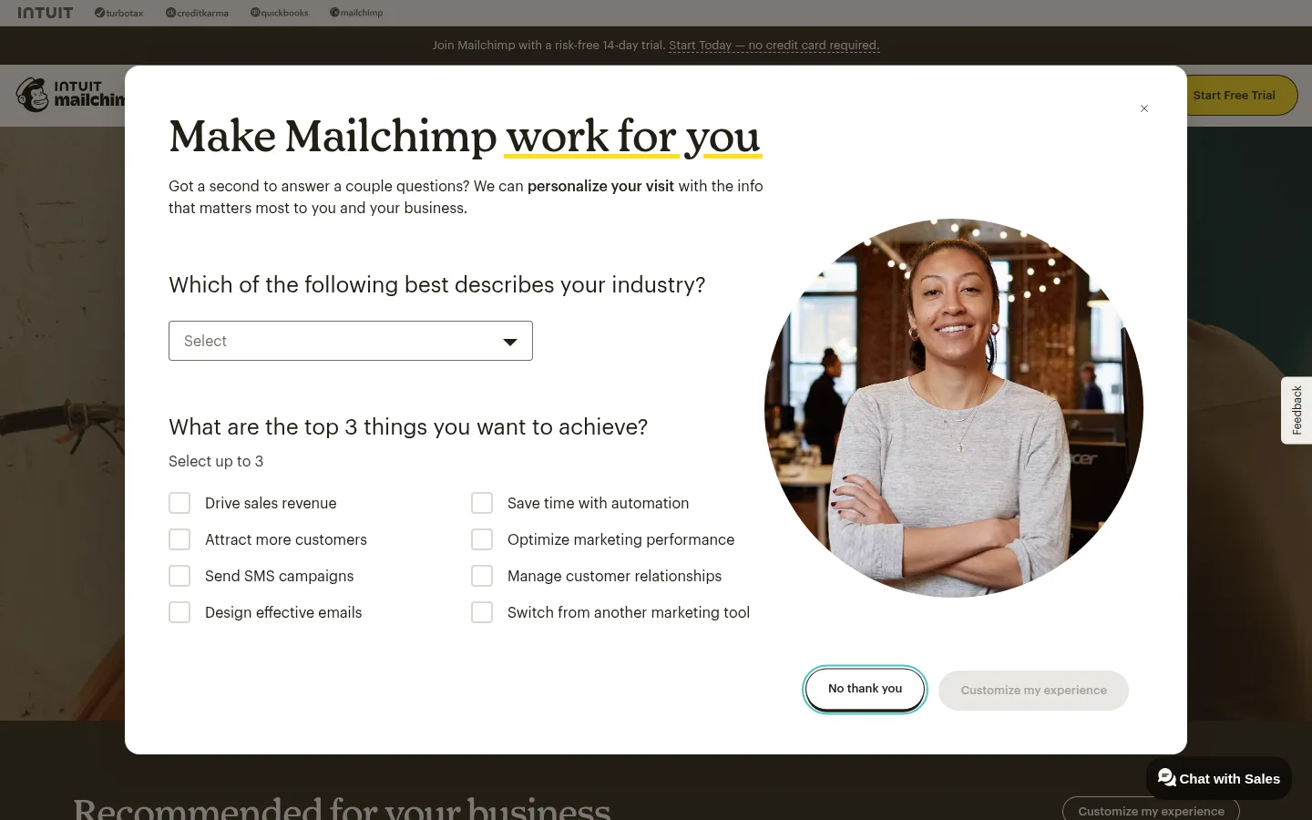 The Mailchimp website, the best-known email marketing platform.