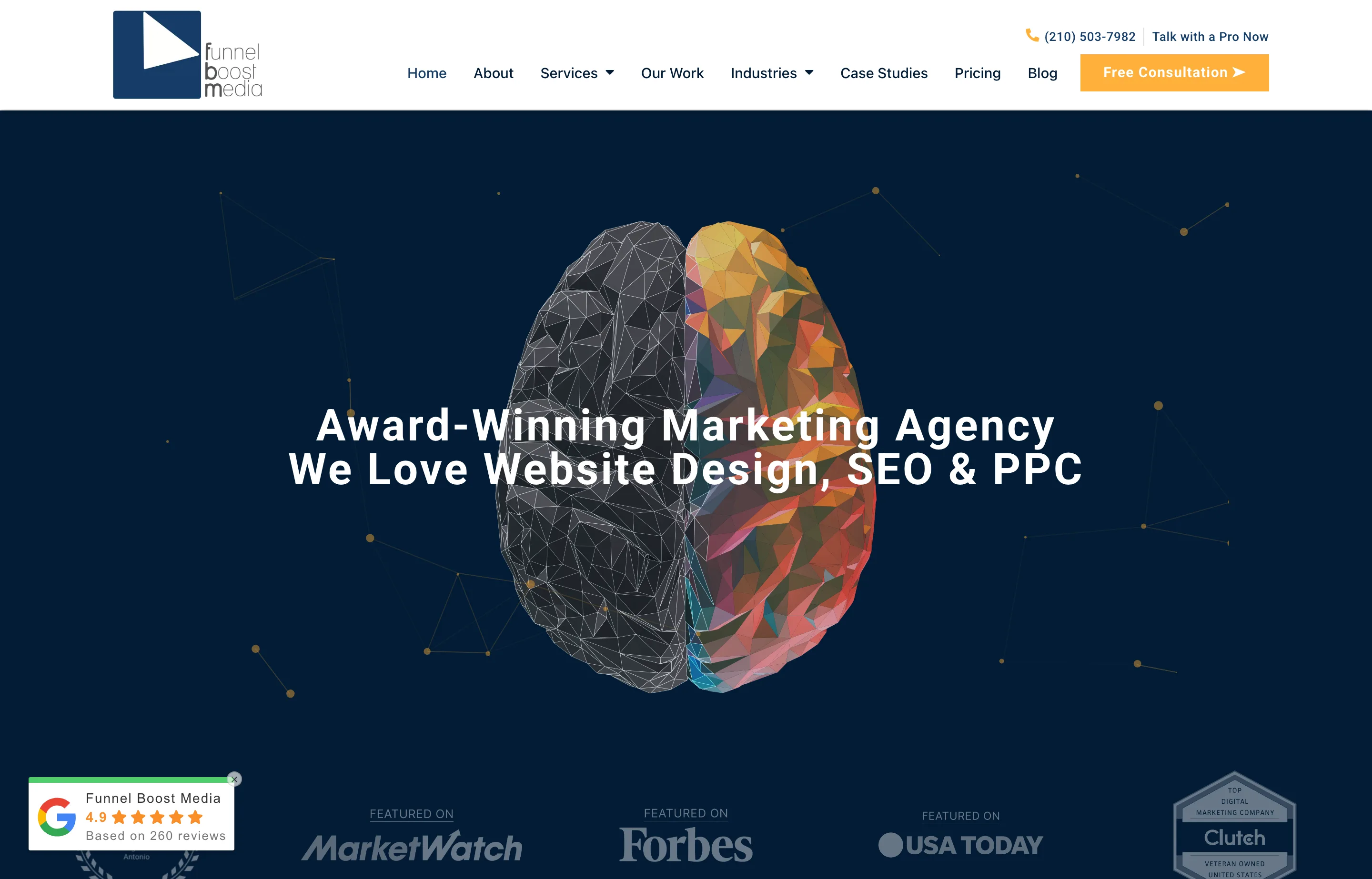 Funnel Boost Media's agency website.