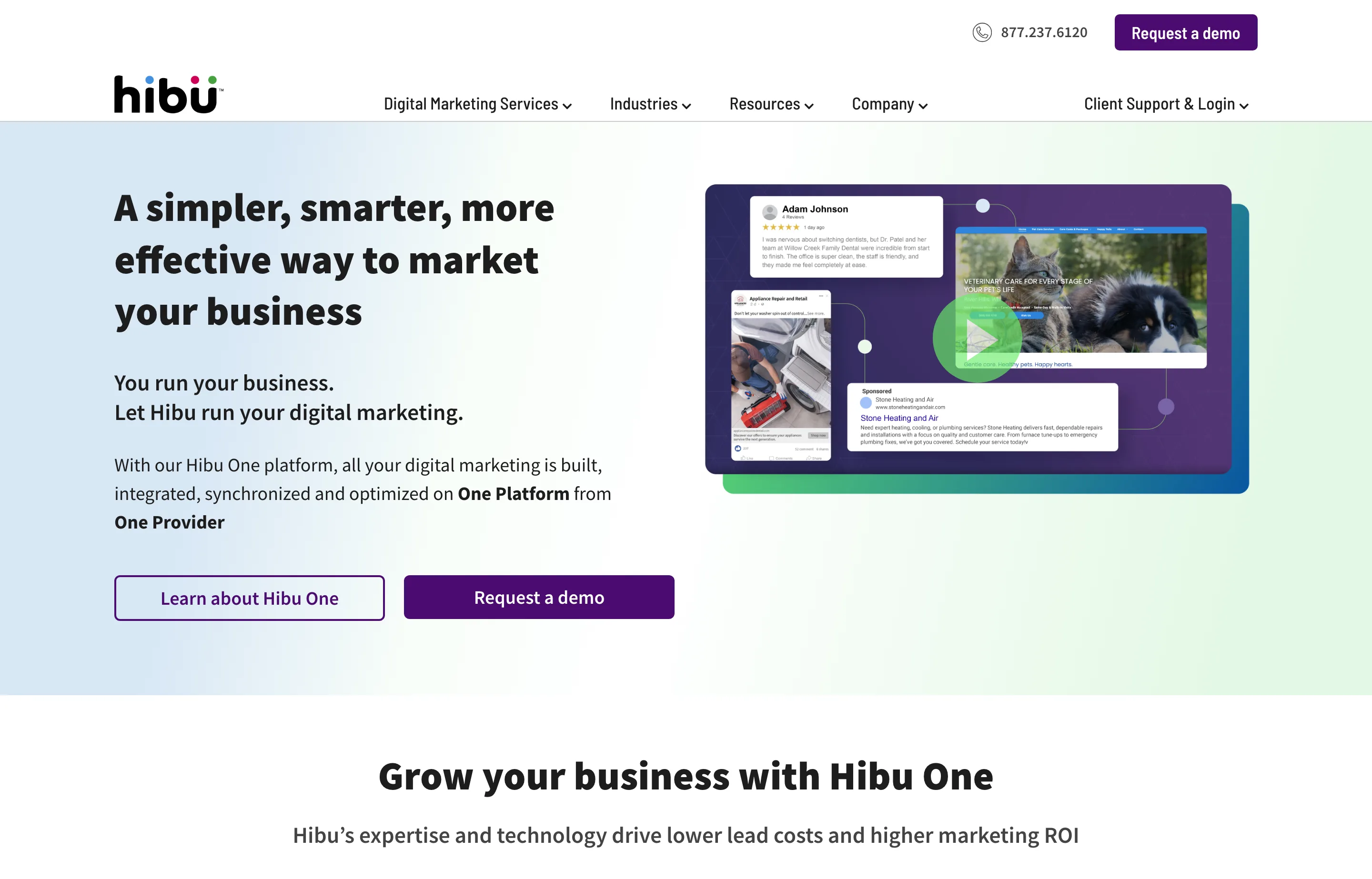 Hibu's small-business marketing website.