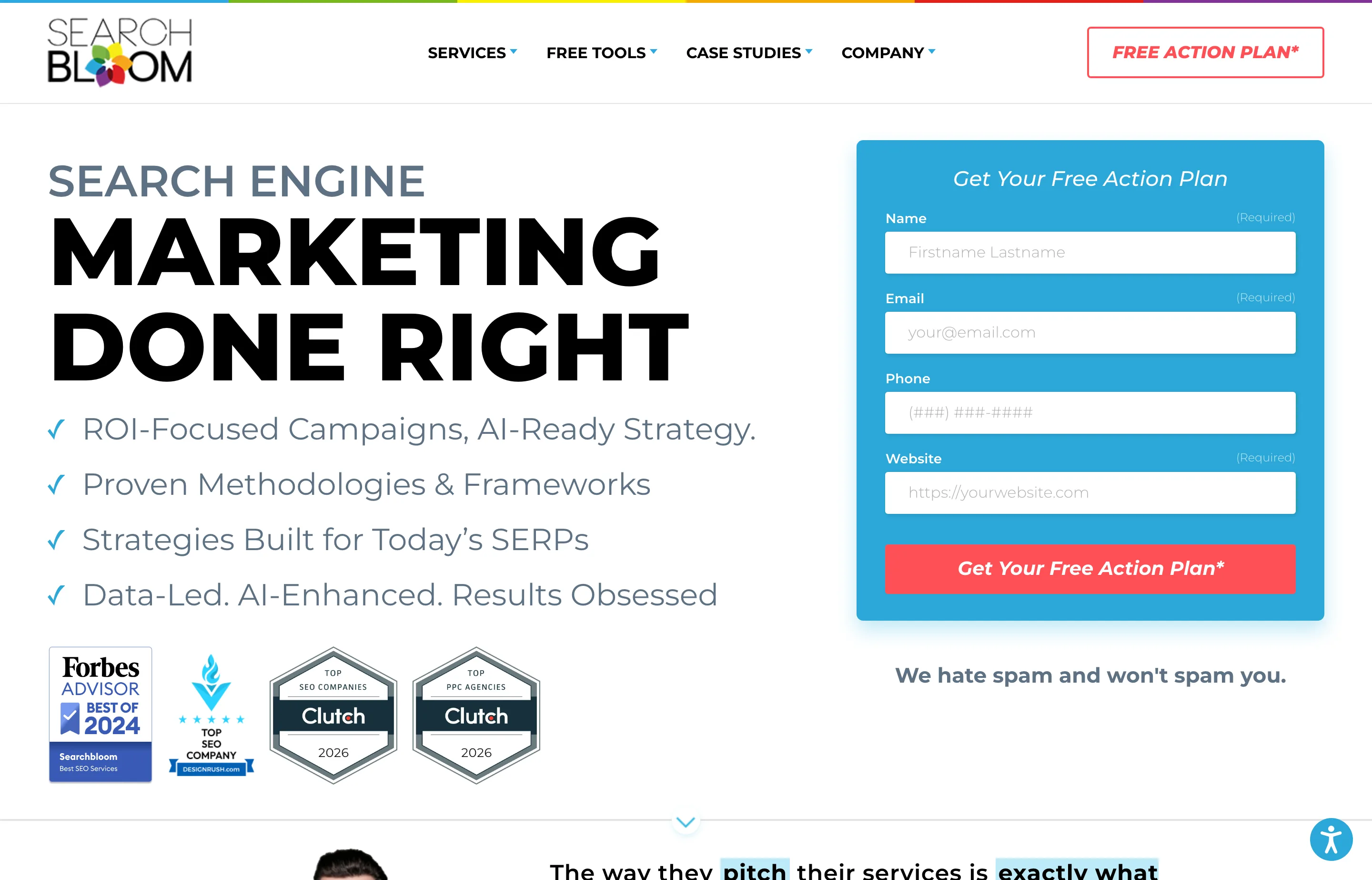 Searchbloom's local SEO agency website.