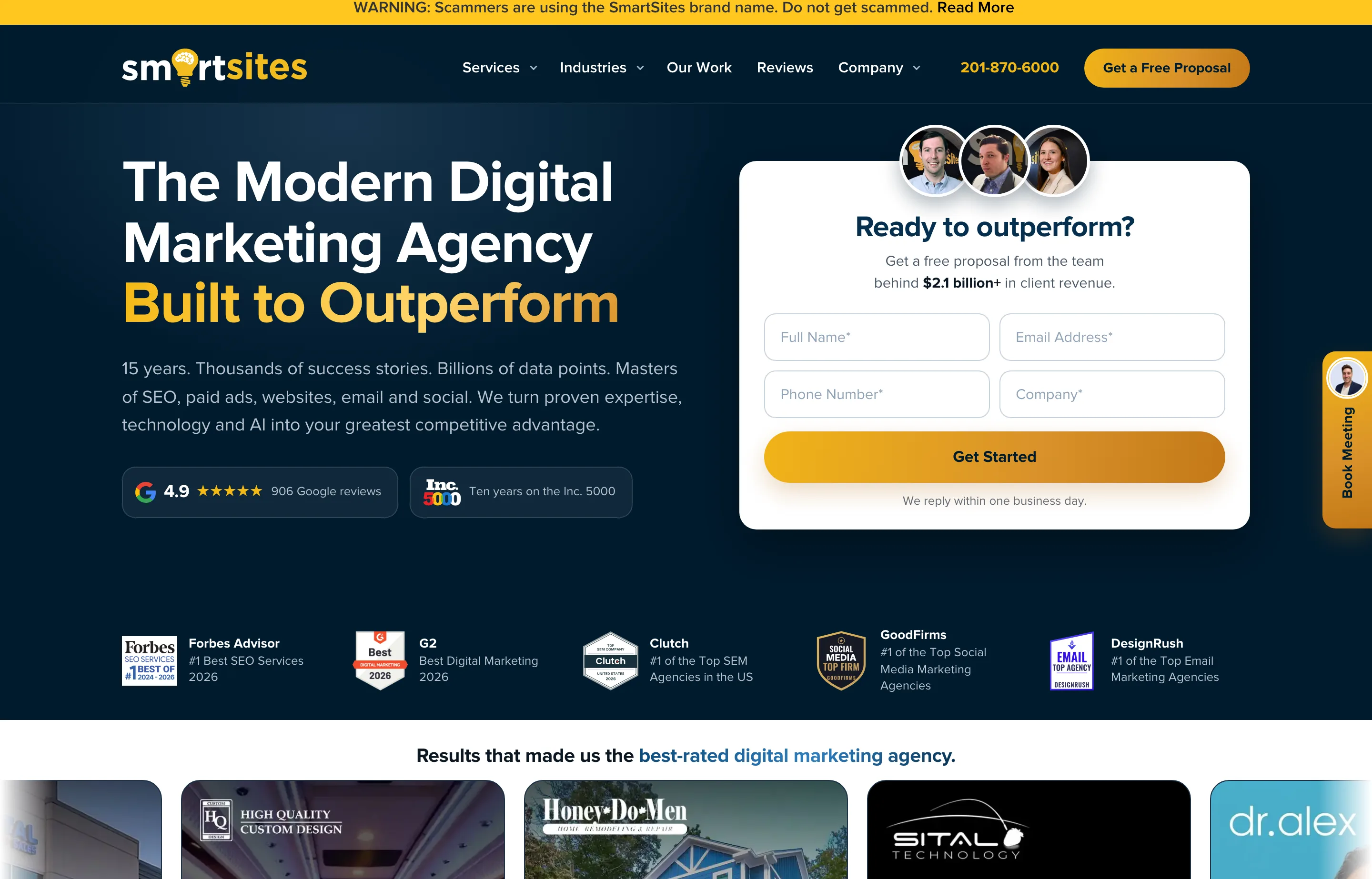 SmartSites' SEO and web-design website.