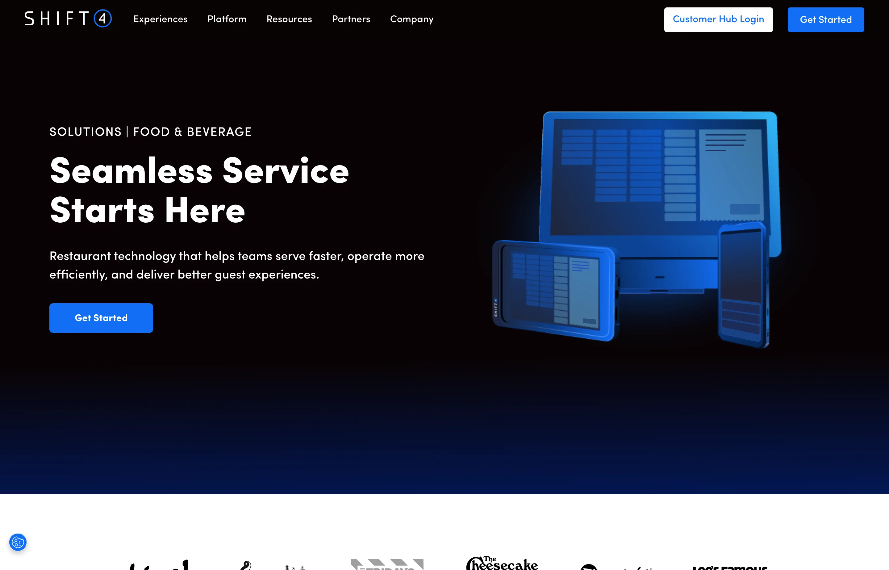 The Revel Systems website, cloud-based point-of-sale for restaurants and retail.
