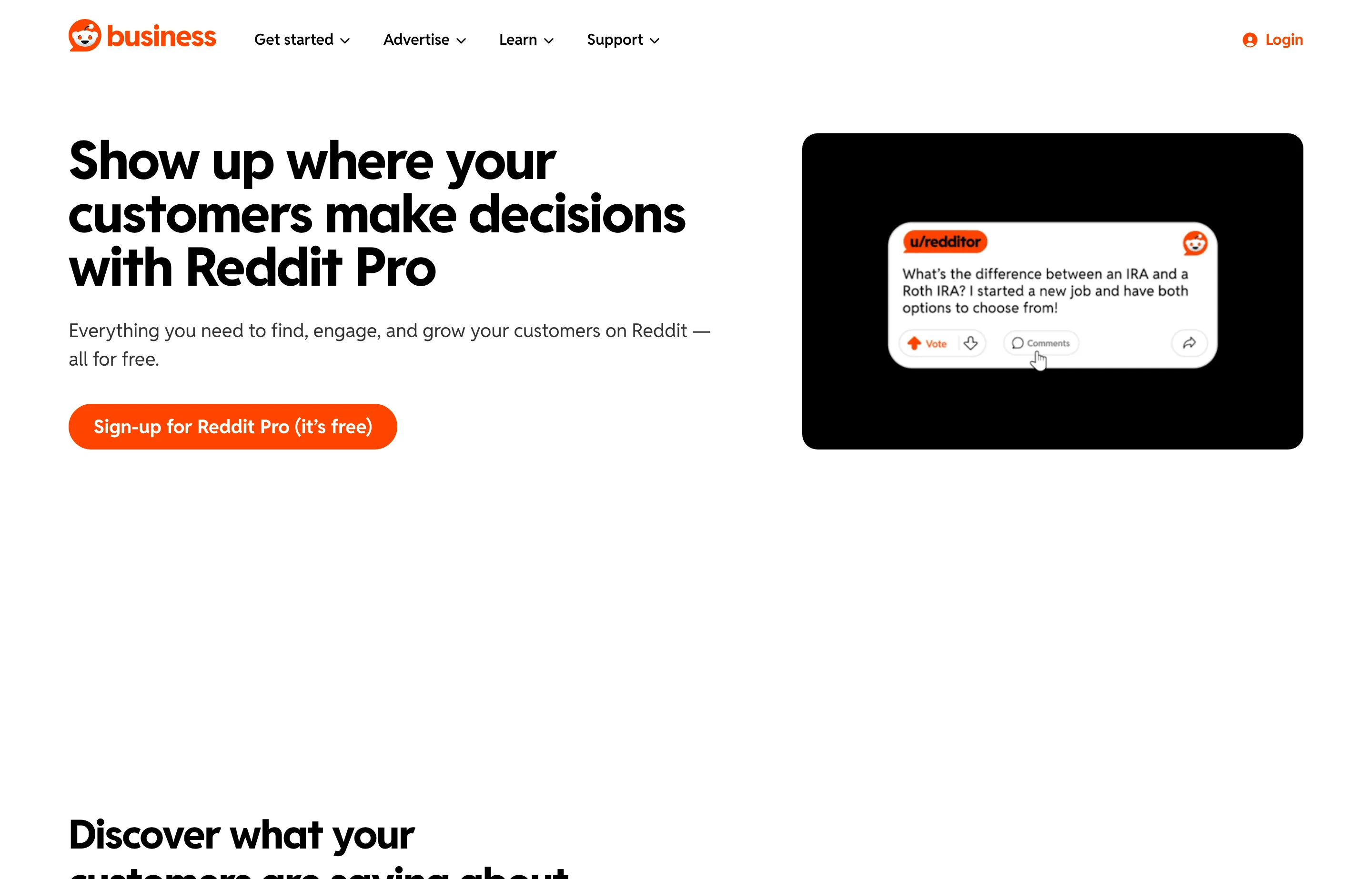 Reddit Pro, Reddit's free toolset for brands to track keywords, engage customers, and measure performance.