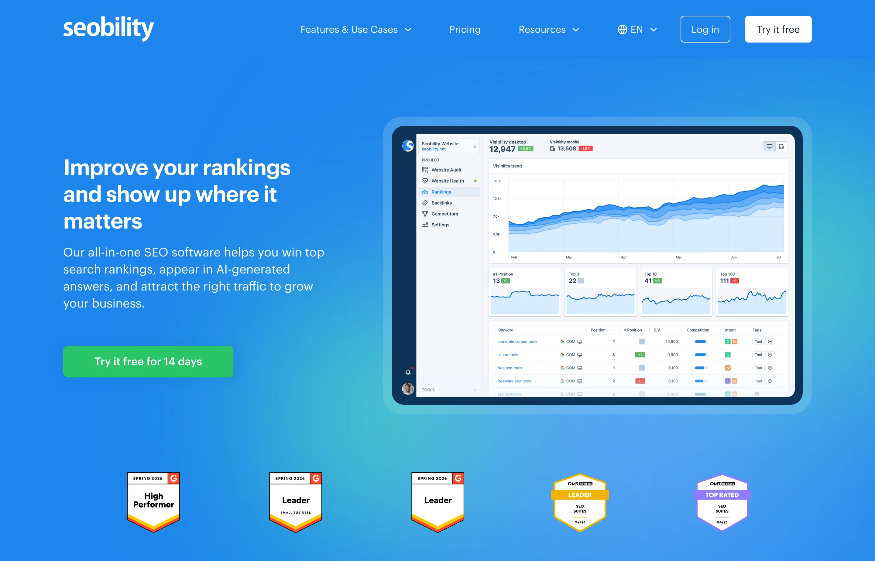 Seobility's SEO audit website.