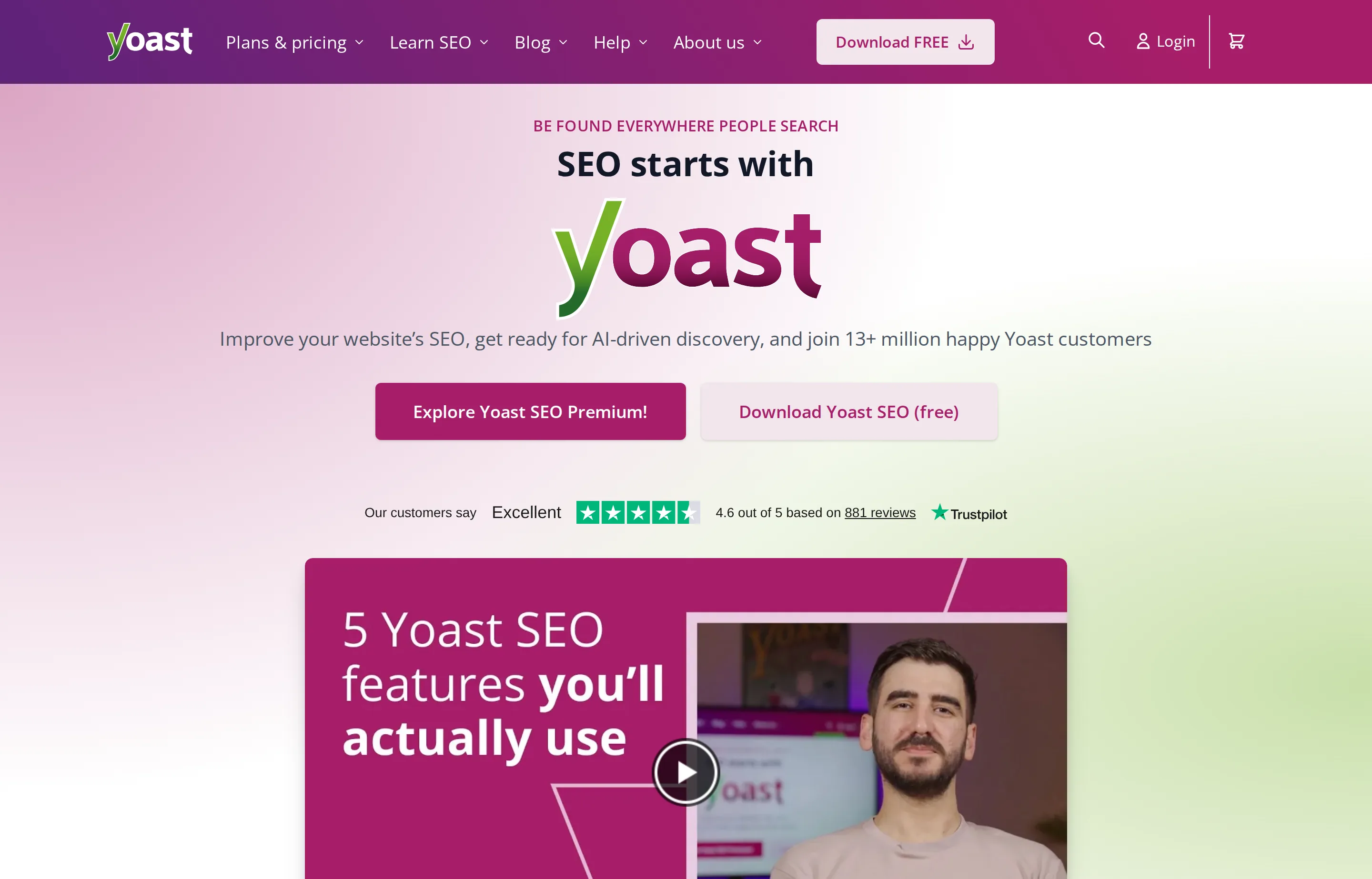 The Yoast website homepage.