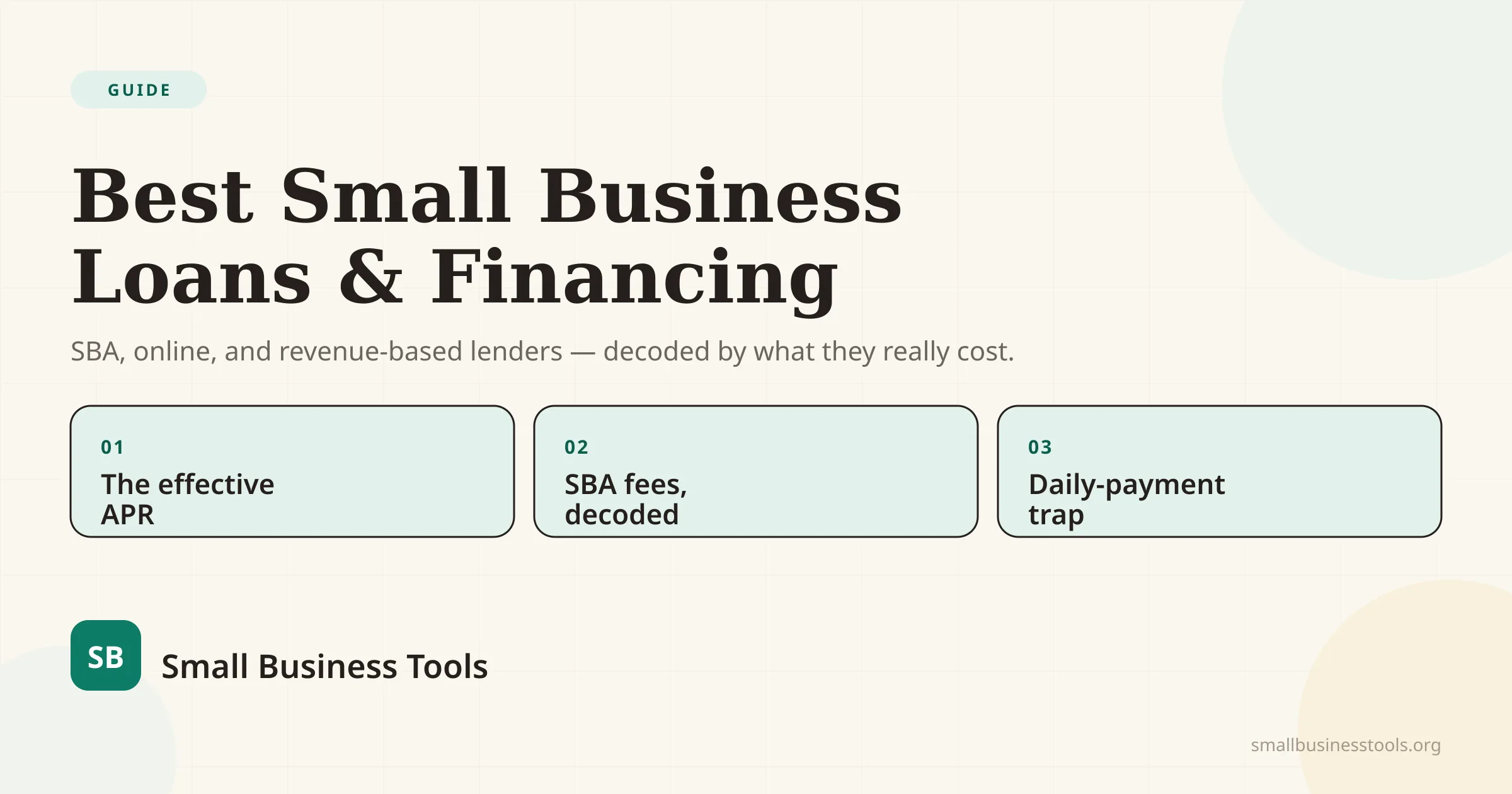 Best Small Business Loans and Financing for 2026 — comparing SBA, online, and revenue-based lenders, with the effective-APR decoder.