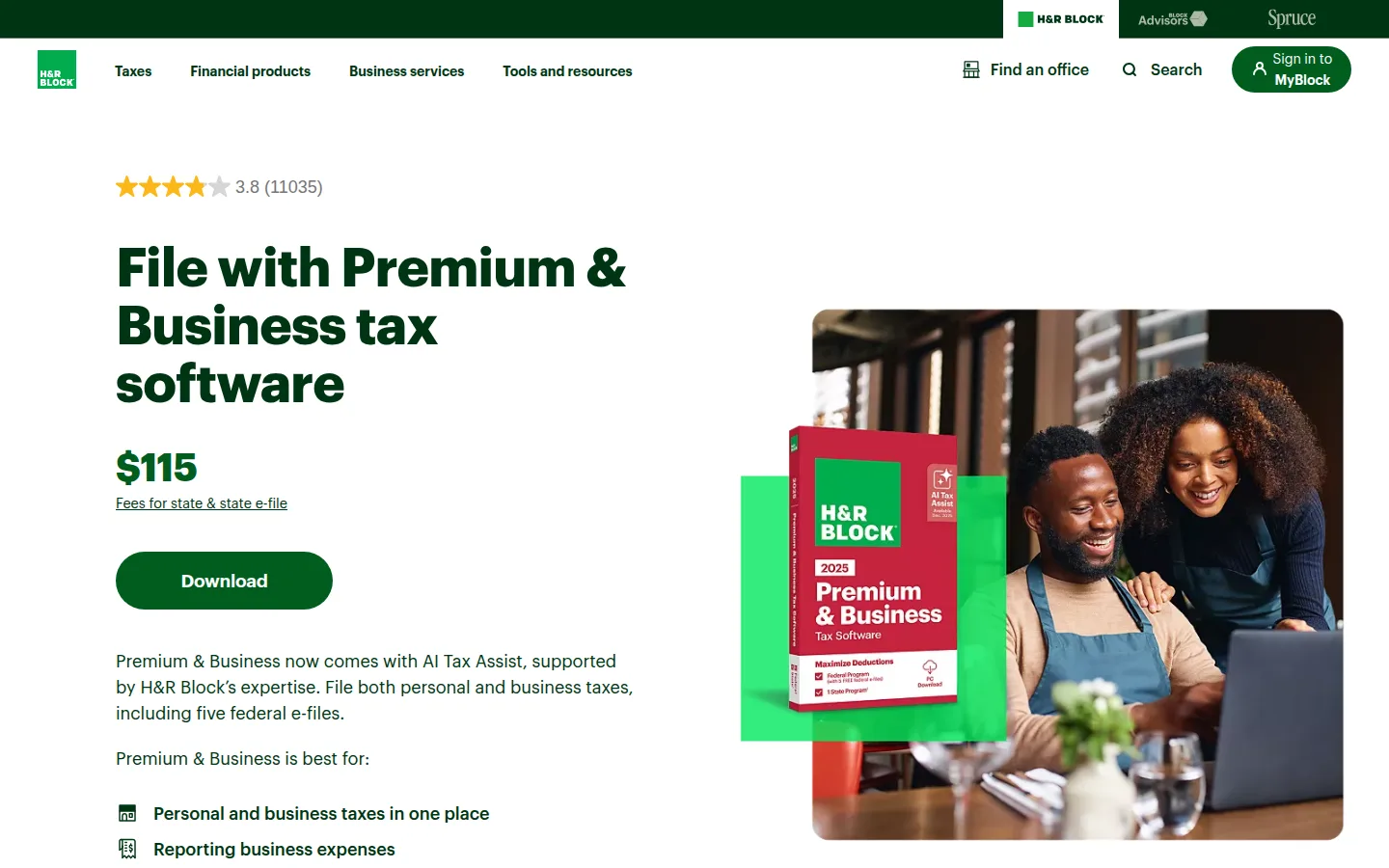 The H&R Block small business tax filing site, online and in-person tax help.