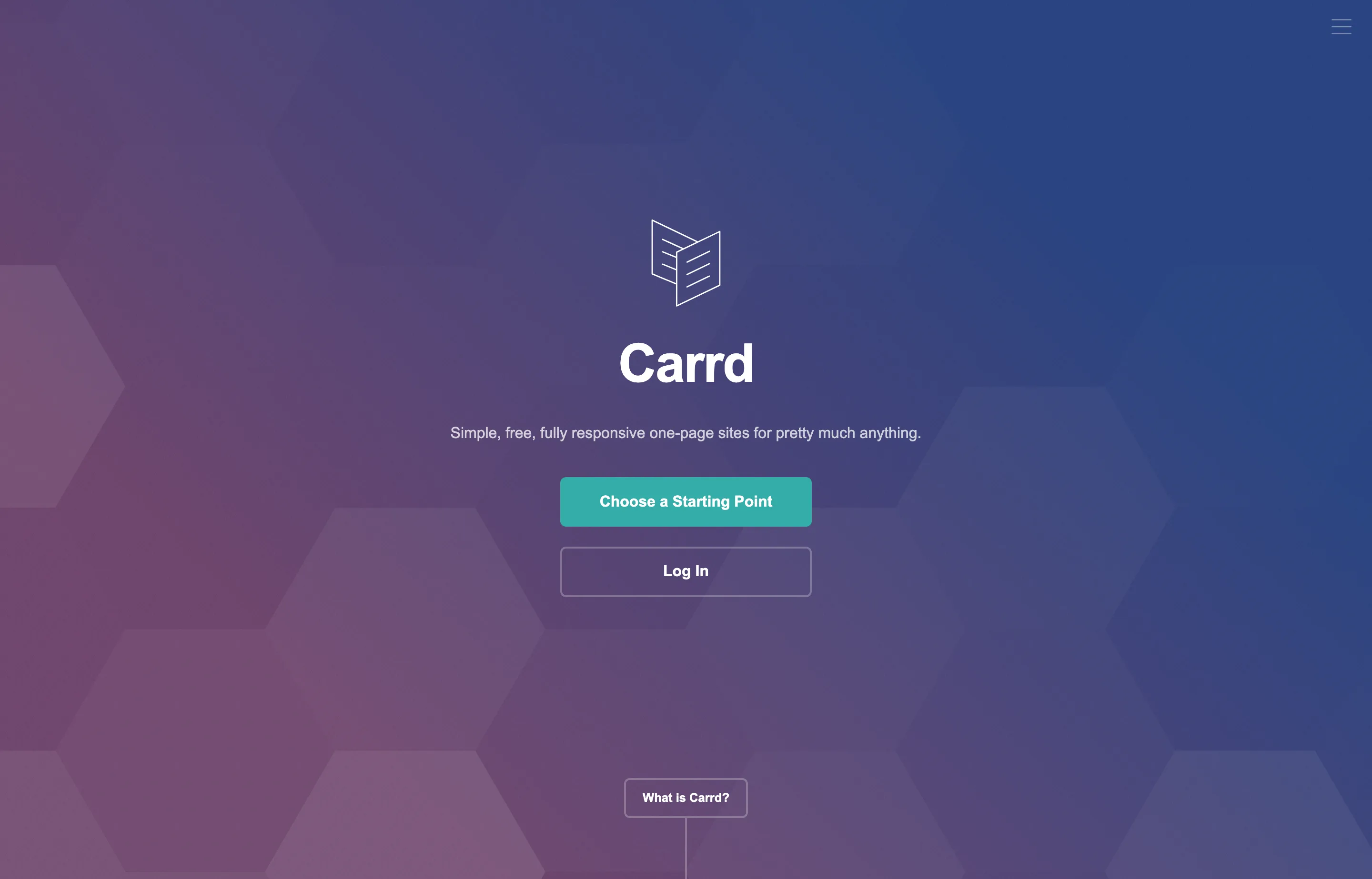 The Carrd website homepage.