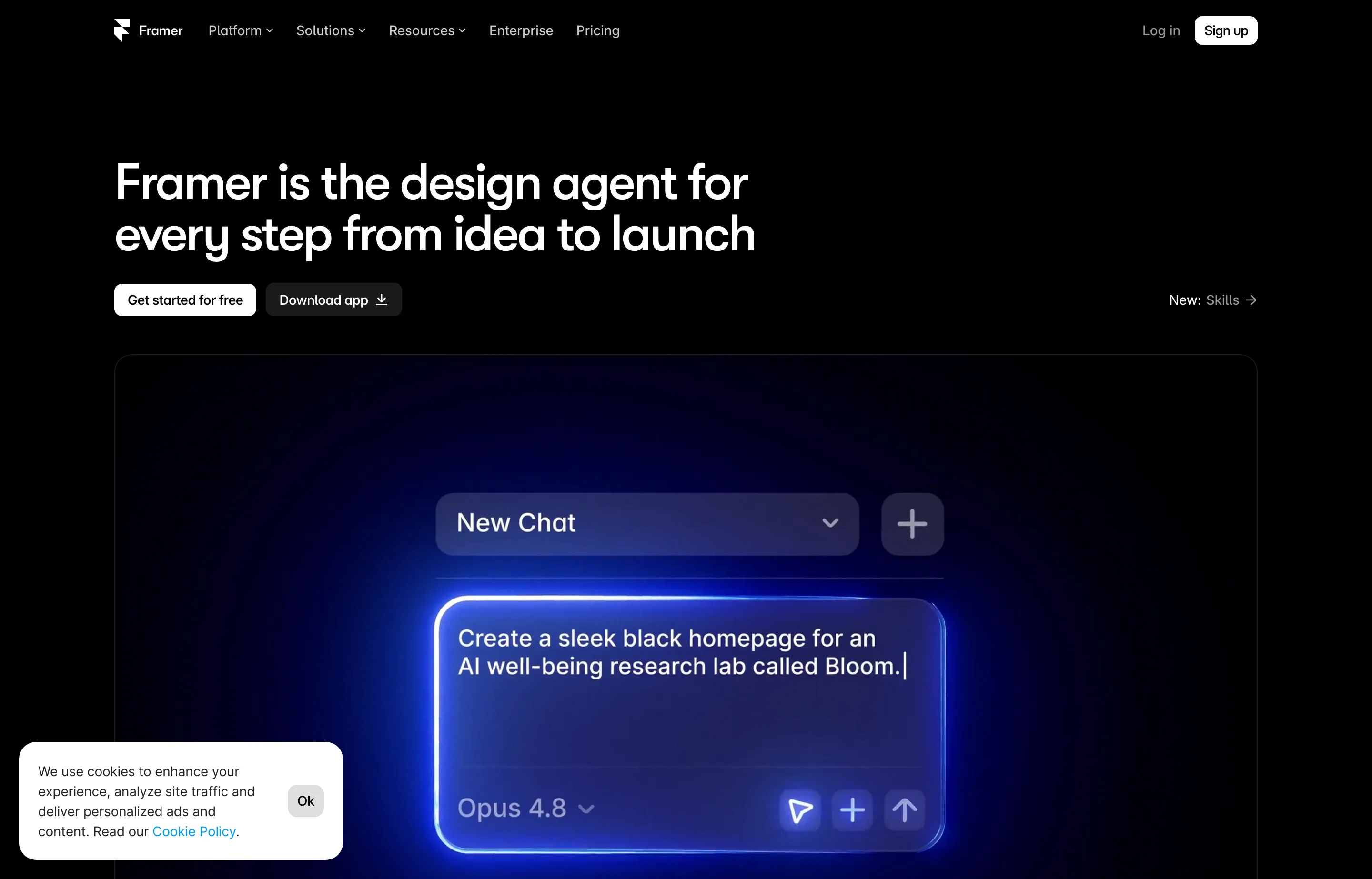 The Framer website homepage.