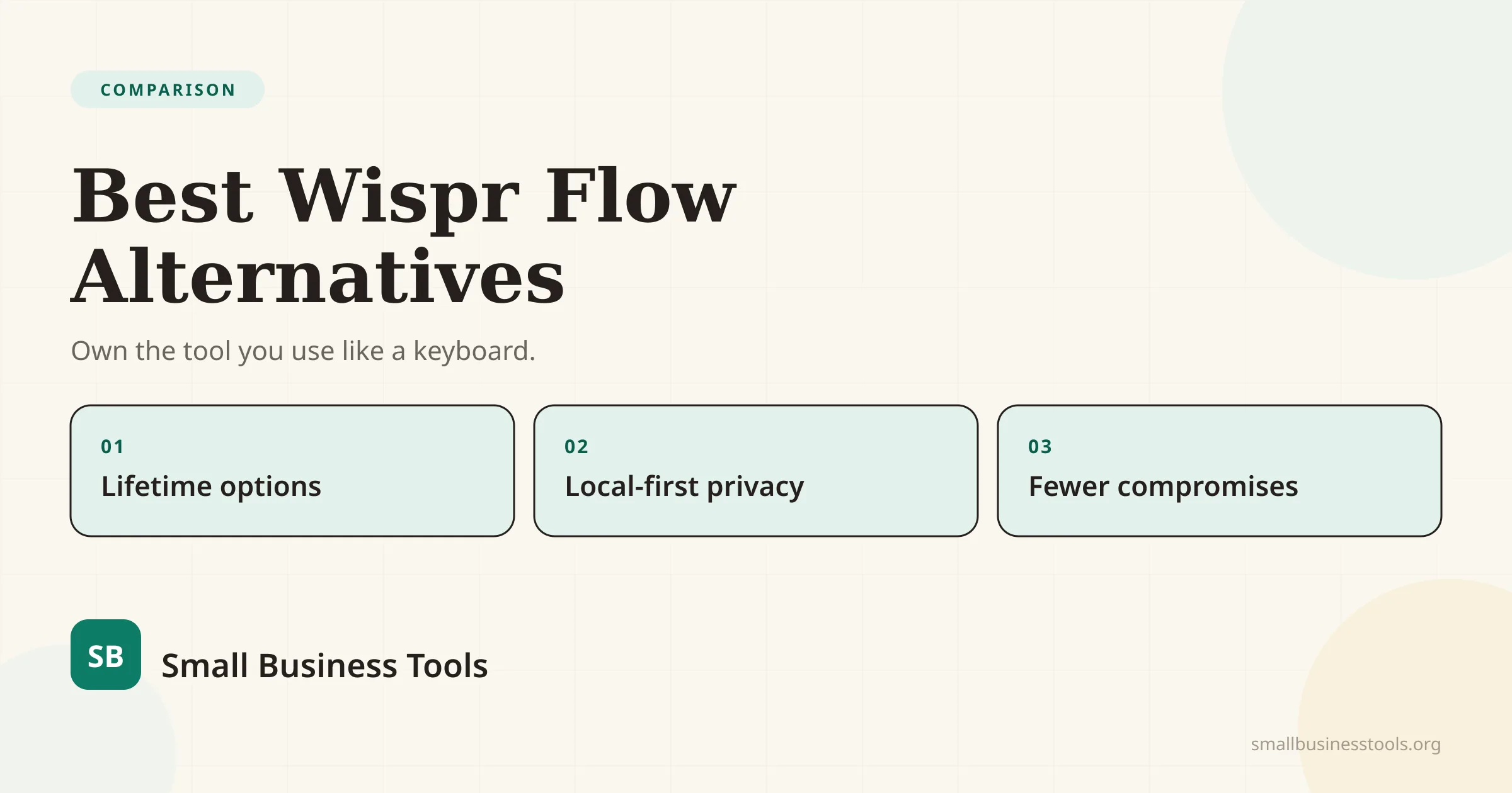 The best Wispr Flow alternatives compared by lifetime pricing, local-first privacy, and fewer compromises.