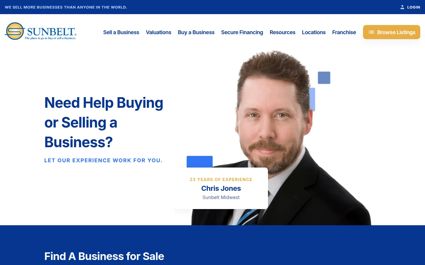The Sunbelt Business Brokers website, a large business brokerage network.